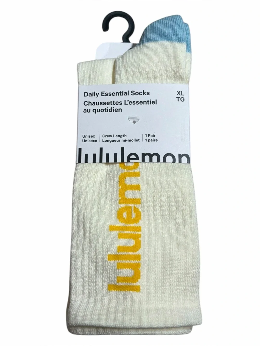 NWT Lululemon Daily Essential Socks *Crew (Coconut Ivory/Seafoam/Buttercup) XL